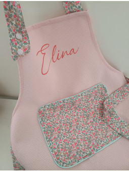 Tablier personnalisé nid d'abeille et liberty (choix de tailles)