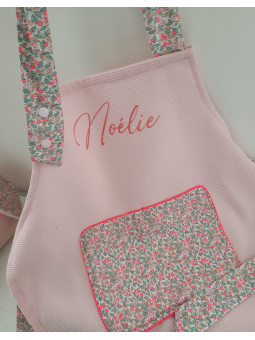 Tablier personnalisé nid d'abeille et liberty (choix de tailles)