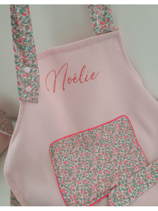 Tablier personnalisé nid d'abeille et liberty (choix de tailles)