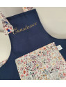 Tablier enfant personnalisé en coton marine et liberty Felda (tailles au choix)