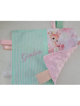 Doudou étiquettes jolie petite biche personnalisé