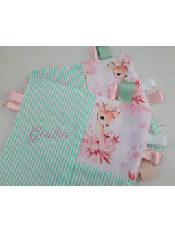 Doudou étiquettes jolie petite biche personnalisé