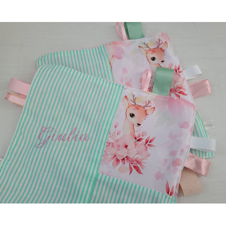 Doudou étiquettes jolie petite biche personnalisé