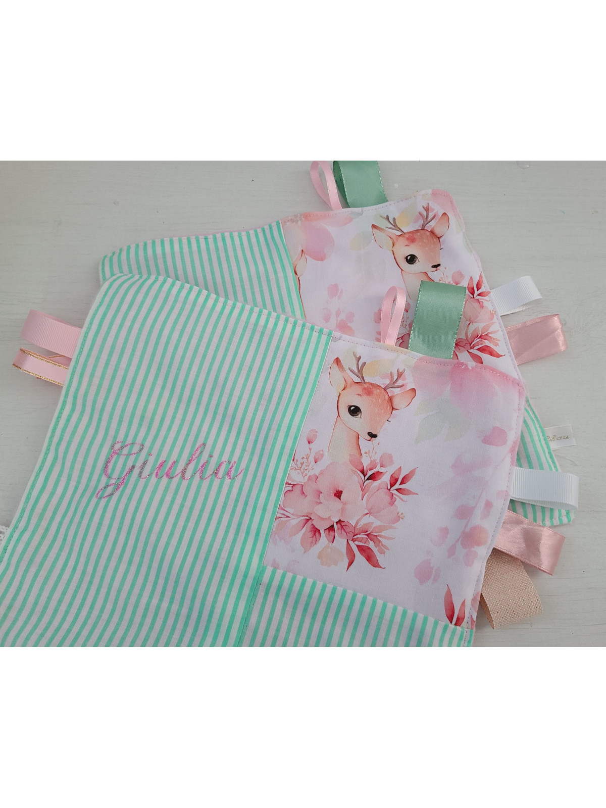 Doudou étiquettes jolie petite biche personnalisé