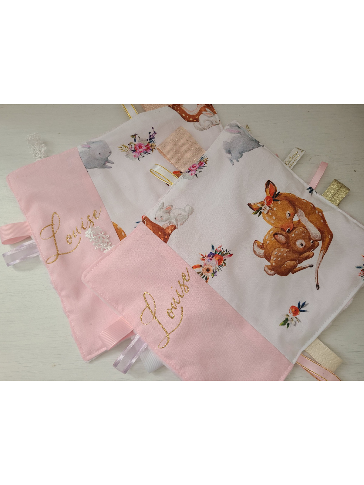 Doudou étiquettes jolie petite biche personnalisé