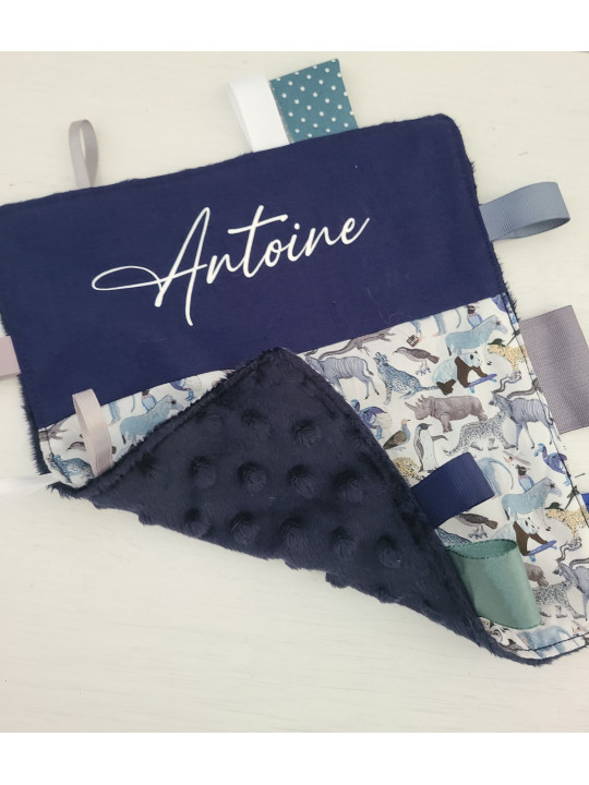 Doudou étiquettes liberty petits animaux personnalisé tout doux