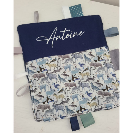 Doudou étiquettes liberty petits animaux personnalisé tout doux