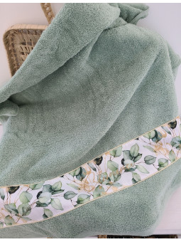 Drap de douche 70x140 vert coton eucalyptus personnalisé