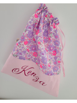 Sac pochon personnalisable pour crèche ou maternelle liberty Betsy neon