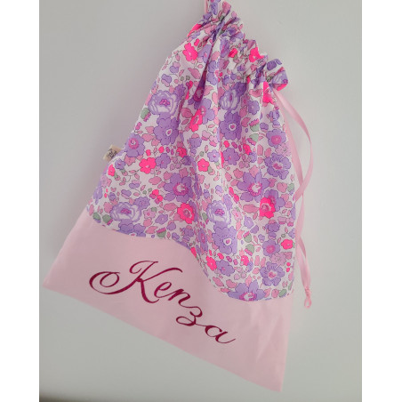 Sac pochon personnalisable pour crèche ou maternelle liberty Betsy neon