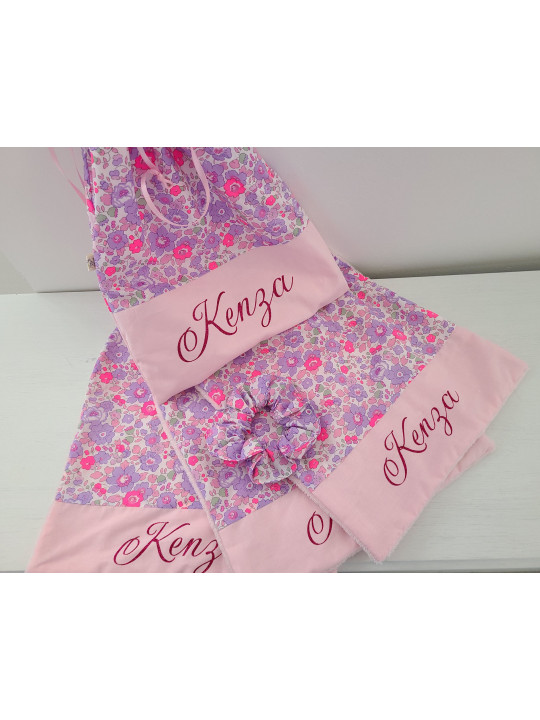 Sac pochon personnalisable pour crèche ou maternelle liberty Betsy neon