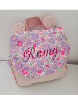 Sac pochon personnalisable pour crèche ou maternelle liberty Betsy neon