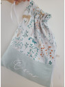 Sac pochon personnalisable pour crèche ou maternelle double gaze et coton forêt