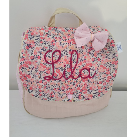 Cartable sac à dos personnalisable pour crèche ou maternelle liberty Wiltshire pois de senteur