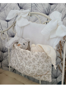 Range-pyjama ou range-doudou personnalisé double gaze fleurie