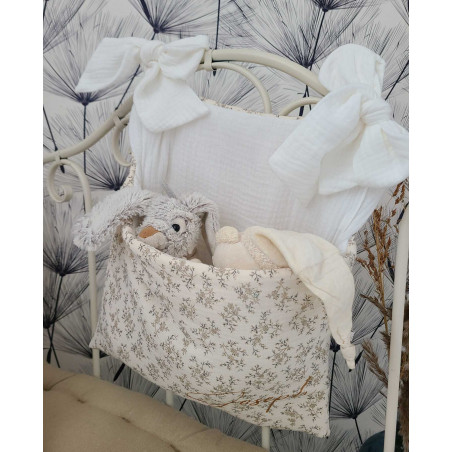 Range-pyjama ou range-doudou personnalisé double gaze fleurie