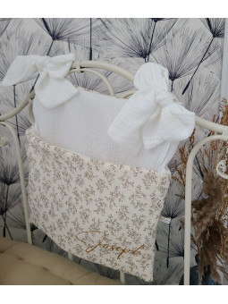 Range-pyjama ou range-doudou personnalisé double gaze fleurie