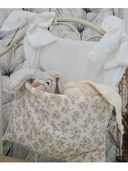 Range-pyjama ou range-doudou personnalisé double gaze fleurie