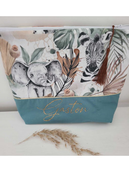 Trousse de toilette personnalisée, thème jungle