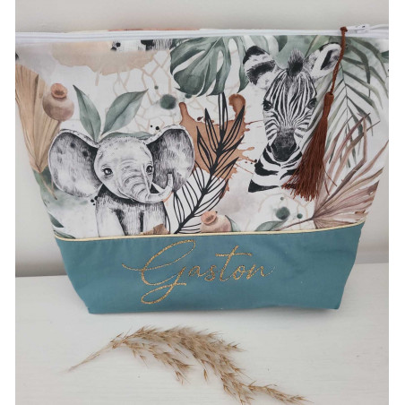 Trousse de toilette personnalisée, thème jungle