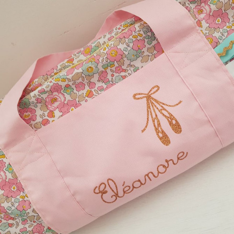 Sac de danse en liberty B cupcake, personnalisé, (sac bowling, sac  polochon)