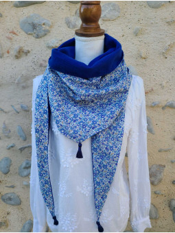 Chèche liberty Betsy Ann et double gaze bleu roy