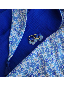 Chèche liberty Betsy Ann et double gaze bleu roy