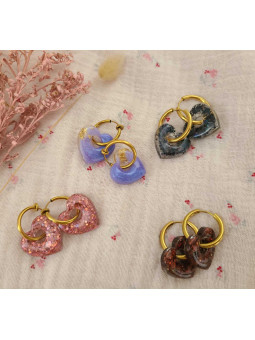 Boucles créoles résine / paillettes