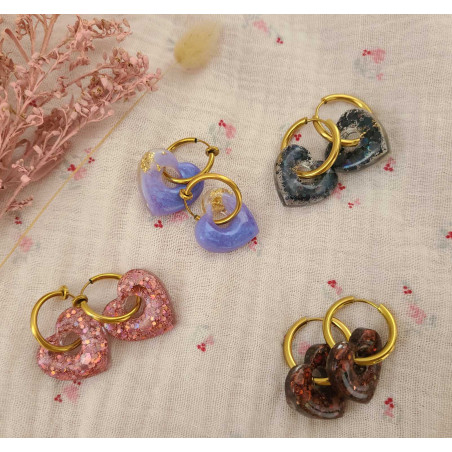 Boucles créoles résine / paillettes