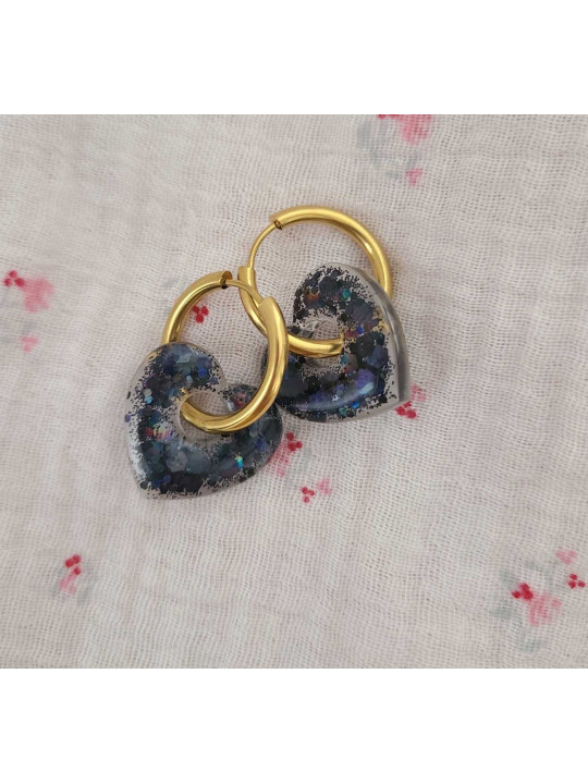 Boucles créoles résine / paillettes