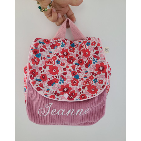 Sac à dos pour entrée en maternelle / crèche personnalisé, liberty Betsy cerise