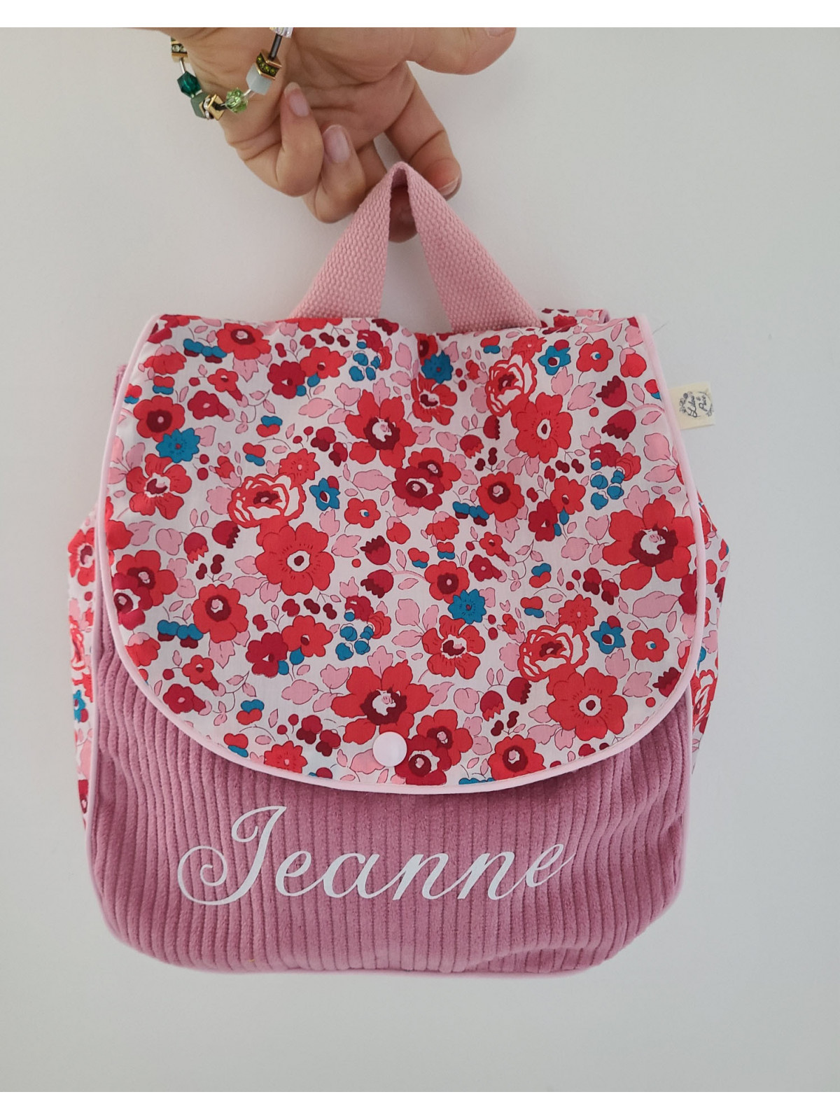 Sac à dos pour entrée en maternelle / crèche personnalisé, liberty Betsy cerise