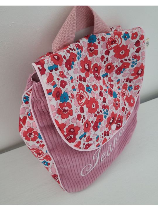 Sac à dos pour entrée en maternelle / crèche personnalisé, liberty Betsy cerise