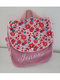Sac à dos pour entrée en maternelle / crèche personnalisé, liberty Betsy cerise