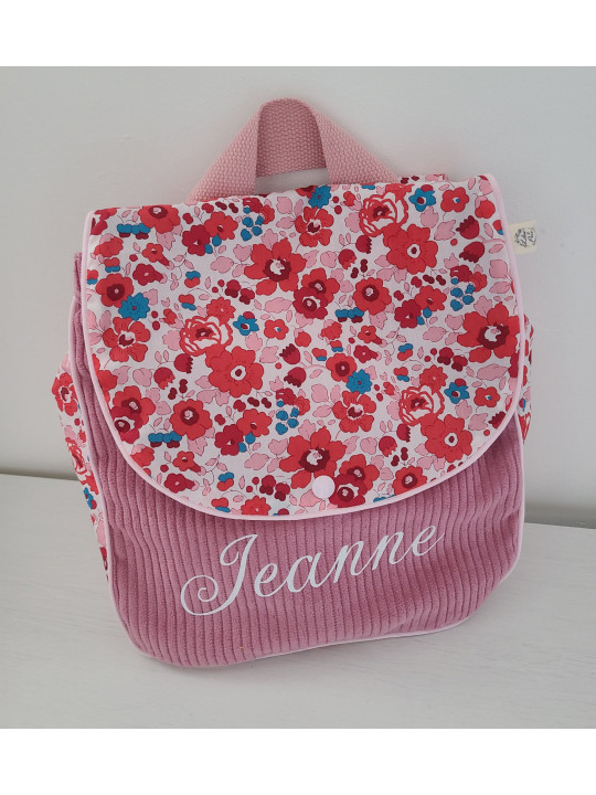 Sac à dos pour entrée en maternelle / crèche personnalisé, liberty Betsy cerise