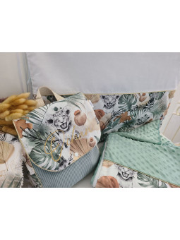 Cartable sac à dos personnalisable velours vert, thème jungle