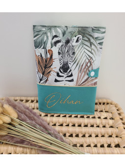 Protège carnet de santé thème jungle personnalisé avec prénom