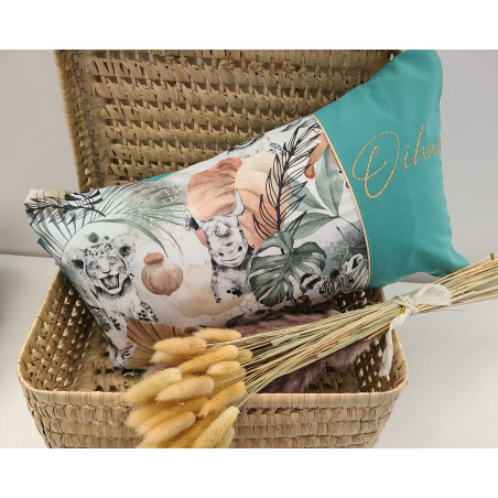Coussin 30x50 personnalisé joli coton jungle très mode