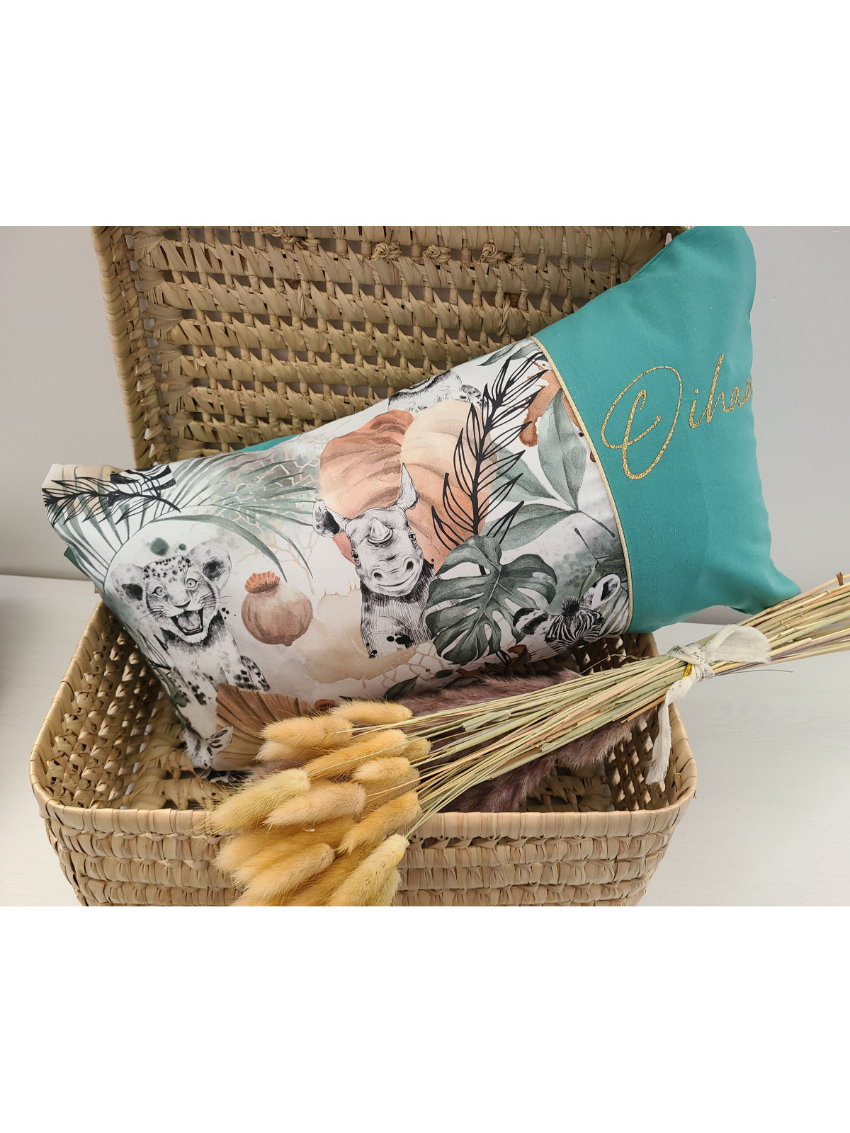 Coussin 30x50 personnalisé joli coton jungle très mode