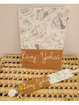 Attache tétine petits animaux personnalisée prénom