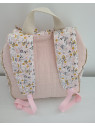 Sac à dos pour entrée en maternelle / crèche personnalisé, coton floral rose et or
