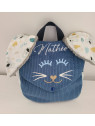 Sac à dos petit lapin maternelle / crèche velours et petits koalas personnalisé