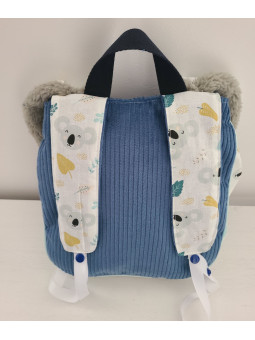 Sac à dos petit lapin maternelle / crèche velours et petits koalas personnalisé