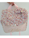 Sac à dos pour entrée en maternelle / crèche personnalisé, coton floral rose et or