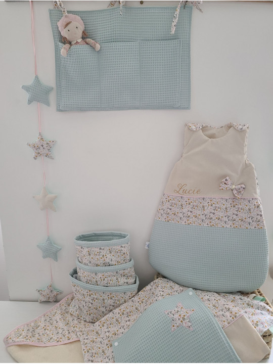 Gigoteuse personnalisée coton floral thème pastel