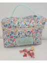 Vanity trousse de toilette personnalisable en liberty Betsy porcelaine matelassé