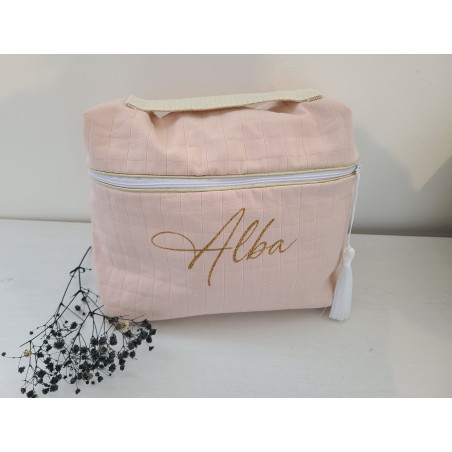 Vanity trousse de toilette personnalisable en double gaze matelassée