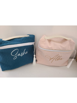 Vanity trousse de toilette personnalisable en double gaze matelassée