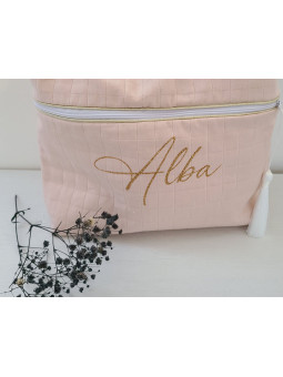 Vanity trousse de toilette personnalisable en double gaze matelassée