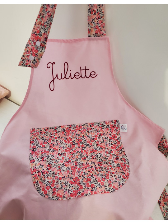 Tablier enfant personnalisé en liberty wiltshire pois de senteur
